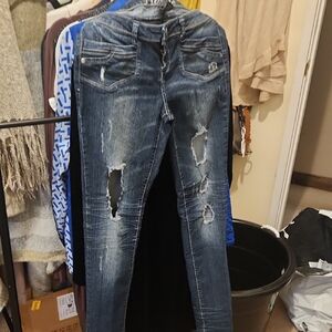 Premier Distressed Indigo Skinny Jeans